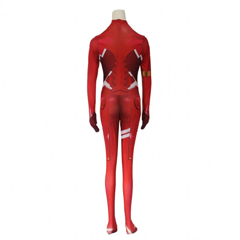 Women Sexy Zentai Suit Zero Two Cosplay Costume Bodysuit Darling in The Franxx 02 Role Play Jumpsuit Set Halloween Costumes