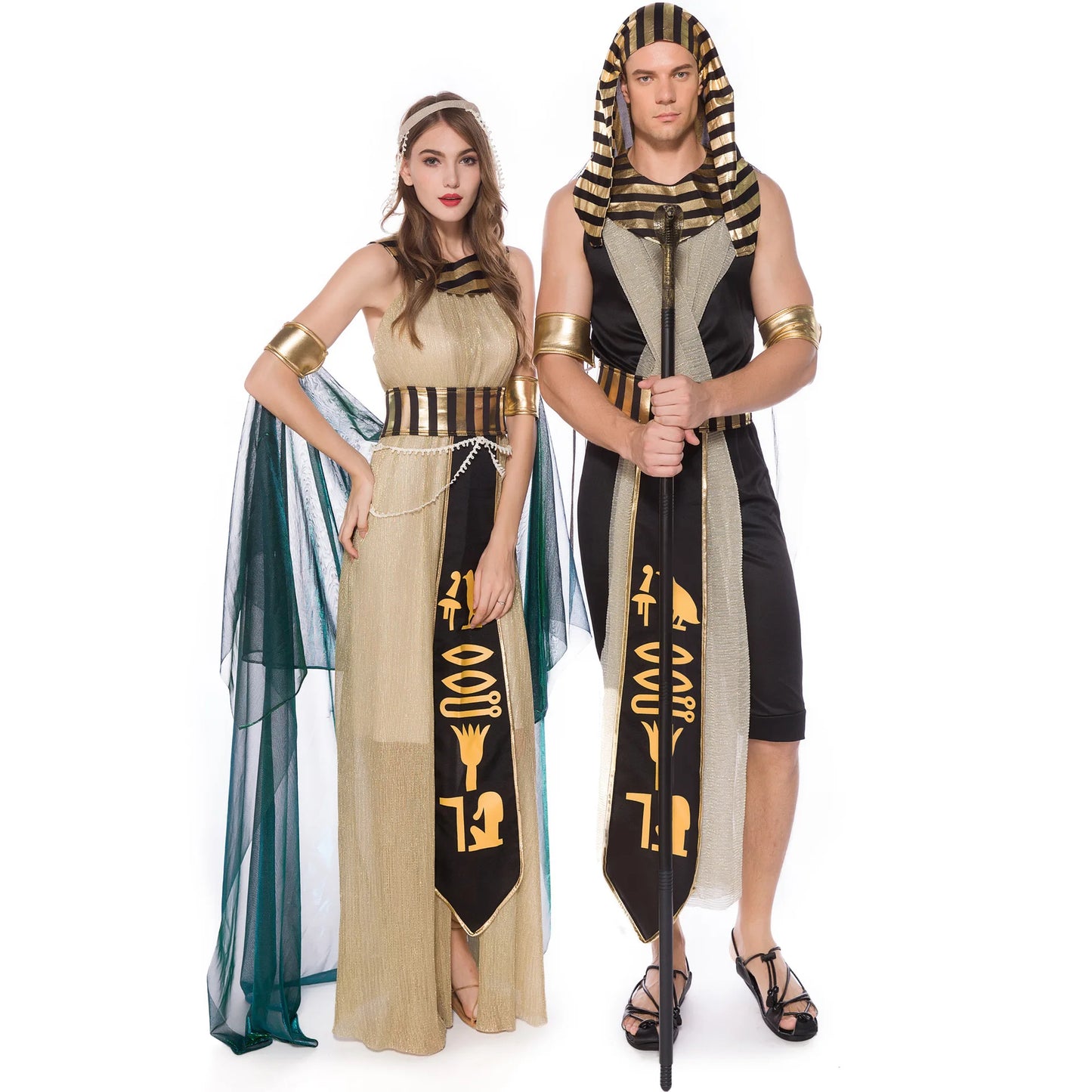 Halloween Carnival Pharaoh Cleopatra Couples Egypt Egyptian Queen Costume Myth Goddess Role Play Cosplay Fancy Party Adult Dress