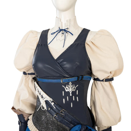 Final Fantasy XVI Game Jill Warrick Cosplay Women's Unique Puff Sleeves Top Tube Dress Full Set Halloween Party FF16 Combat Suit