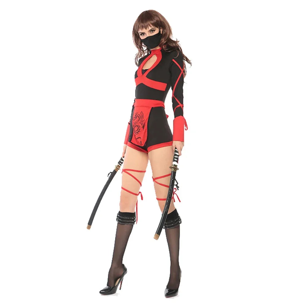 Women Sexy Dragon Ninja Cosplay Costume Warrior Bodysuit Halloween Disguise Costume Japanese Ninja Samurai Kendo Superhero Dress