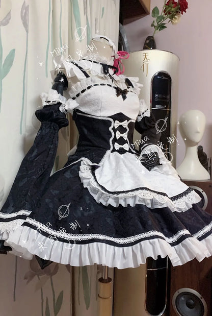 Anime Maid Rem Cosplay Costume Re:Zero INFINITY Cosplay Dress White and Black Girl Women Custom Made