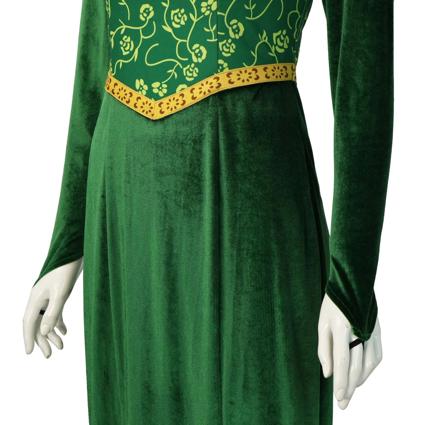 Shrek Cosplay Costumes Princess Fiona Printing Dress Women Sexy Square Neck Velvet Long Sleeve Dress Halloween Carnival Clothes