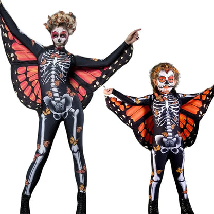 Skeleton Butterfly Cloak Sexy Women Spooky Halloween Devil Ghost Jumpsuit Party Carnival Performance Scary Costume Kid Adults