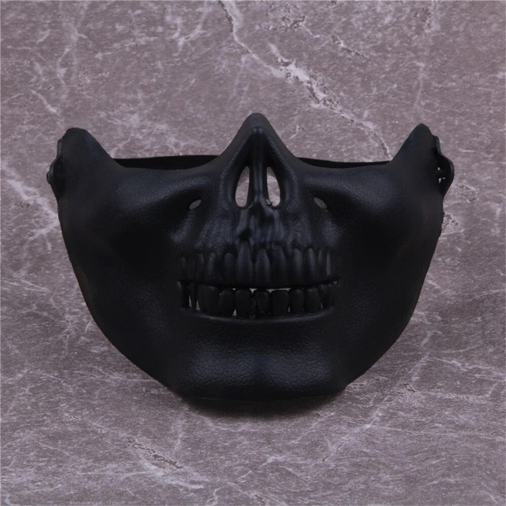 Skull Mask Horror Half Face Skeleton Mask For Halloween Hunting Game CS Cosplay Props Skull Shaped Face Protector