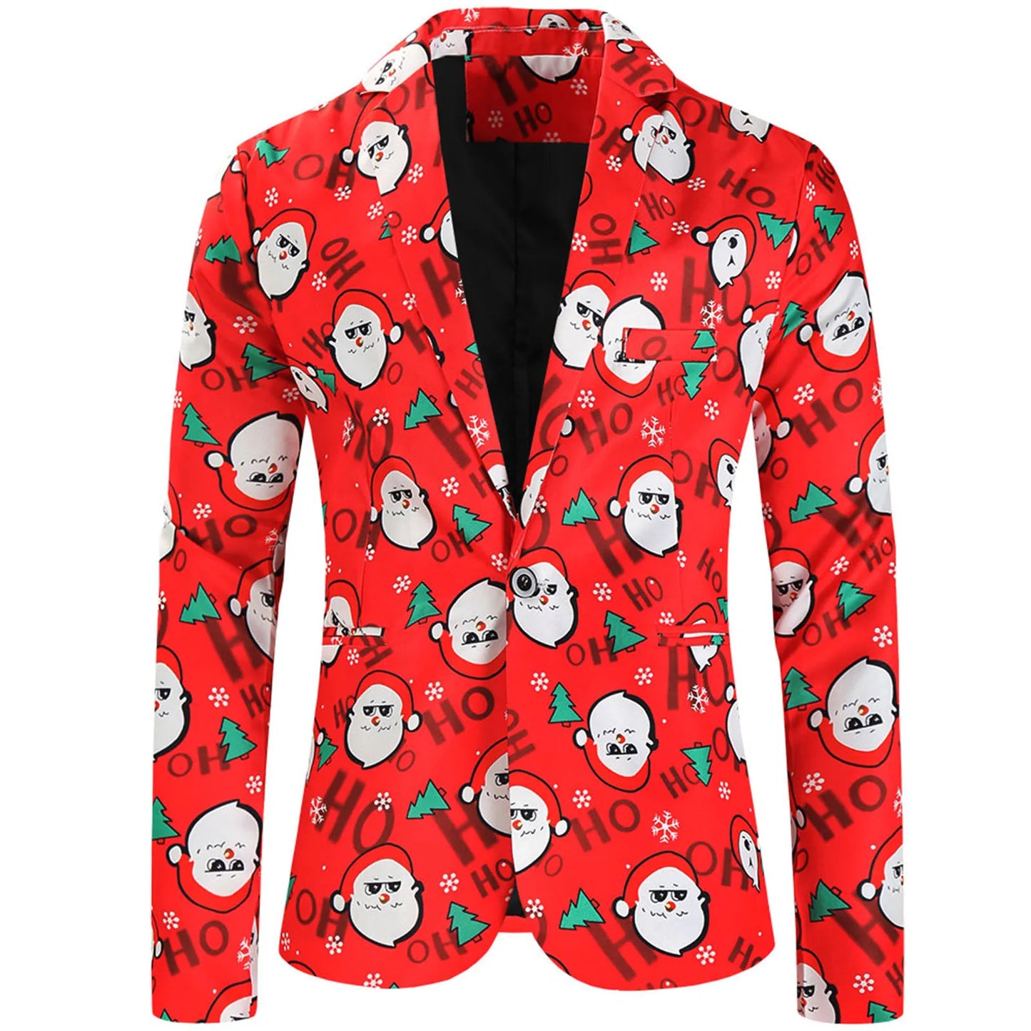 Slim Party Blazers Suit Fashion Blazer Jacket Christmas Print Suit Fit Men's Coat Casual Buttons Costume