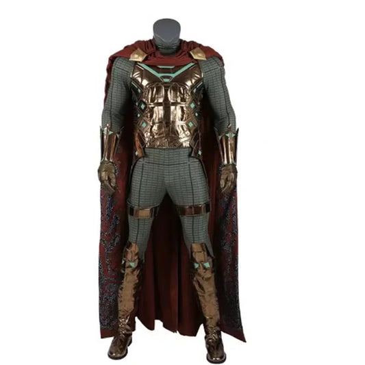 Spider Far From Home Mysterio Quentin Beck Cosplay Costume Gold Armor Outfit Halloween Party Full Props Suit