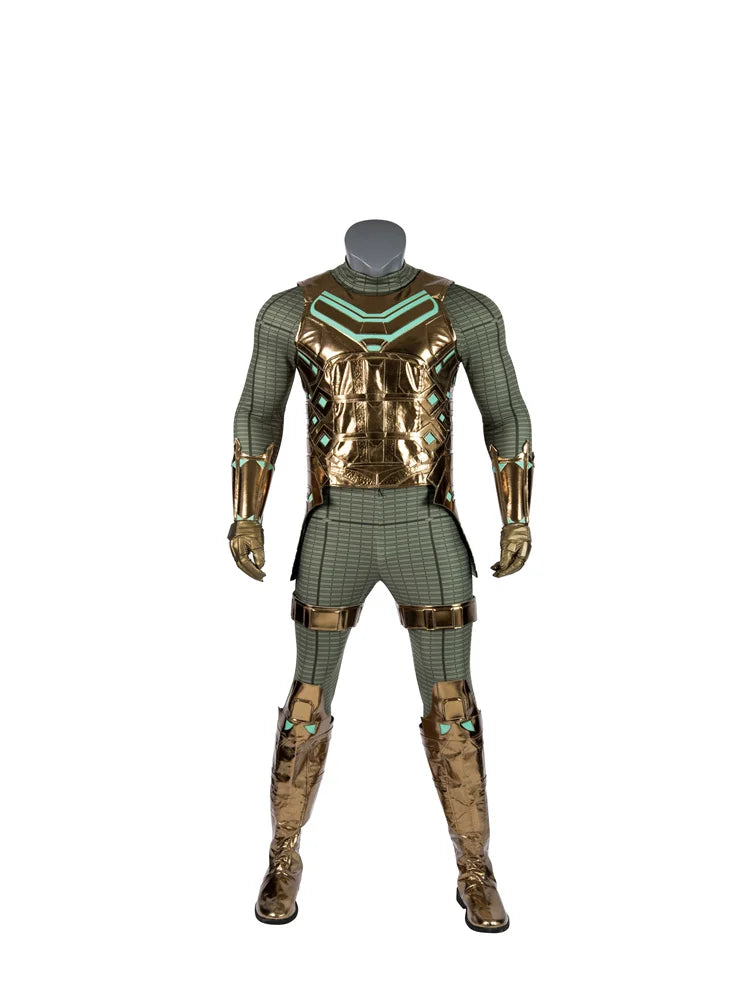 Spider Far From Home Mysterio Quentin Beck Cosplay Costume Gold Armor Outfit Halloween Party Full Props Suit