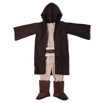 Star Wars Costume Obi-Wan Kenobi Kids Cosplay Jedi Warrior Cosplay Hooded Cloak Clothing Suit Halloween Party Costumes for Child