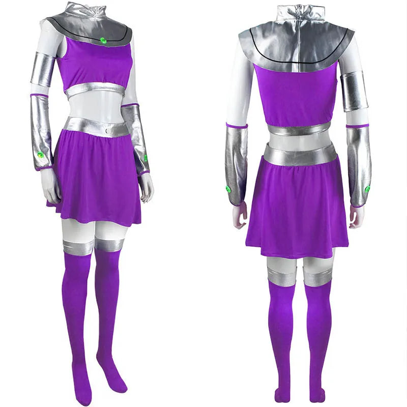 Starfire Cosplay Costume Princess Koriand'r Skirt Dress Up with Gloves Socks for Halloween Anime Comic Con Starfire Outfits