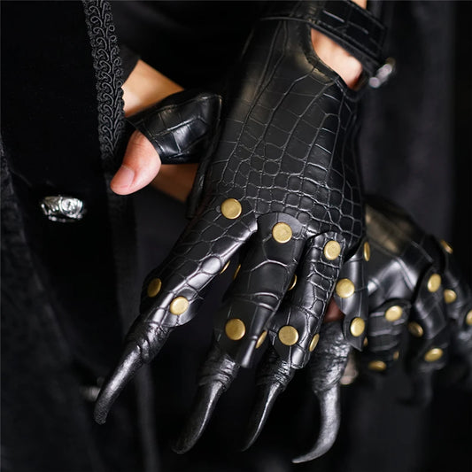 Steampunk Leather Long Nail Dragon Claws Gloves Eagle Claw Finger Gloves Rock Goth Punk Accessories Halloween Cosplay Props