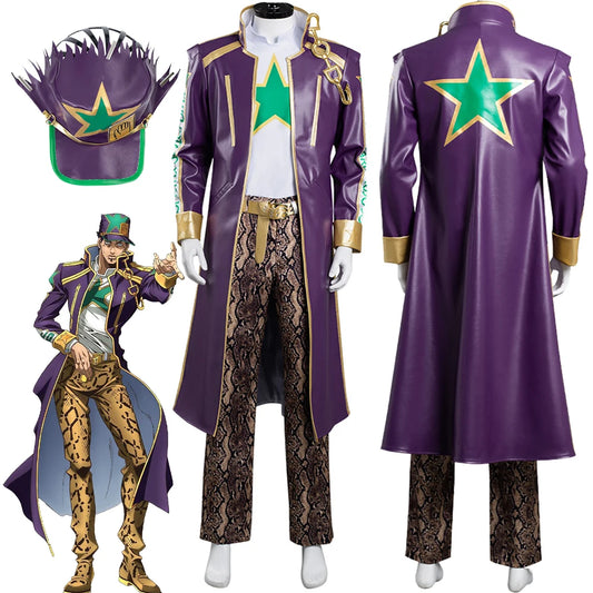 Kujo Jotaro Stone Ocean Cosplay Costume Anime JoJo's Bizarre Adventure Men's Halloween Outfit