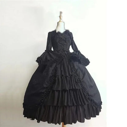 Strawberry Lolita Medieval Retro Gothic Court Lolita Dress Square Neck Waist Spliced Bow Dress