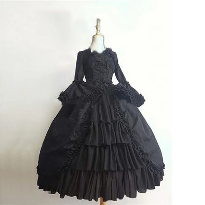 Strawberry Lolita Medieval Retro Gothic Court Lolita Dress Square Neck Waist Spliced Bow Dress