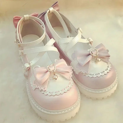 Summer Lolita Sweet Sandals Women Japanese Style Bow Kawaii Chic Mary Janes Shoes Round Toe Shoes