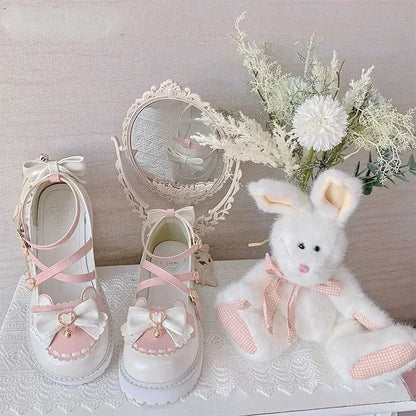 Summer Lolita Sweet Sandals Women Japanese Style Bow Kawaii Chic Mary Janes Shoes Round Toe Shoes