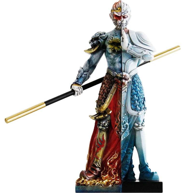 Sun Wukong God of War Statue，Resin Art Painted Crafts，Movie Character Sculpture，Domineering Home Living Room Decorations 27cm