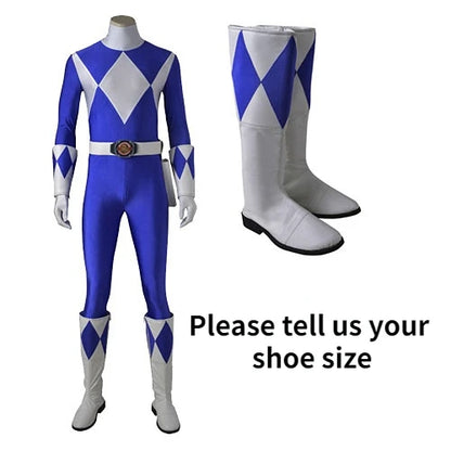 Blue Ranger Cosplay Bodysuit with Boots Superhero 3D Printed Halloween Costume Goushi Battle Suit