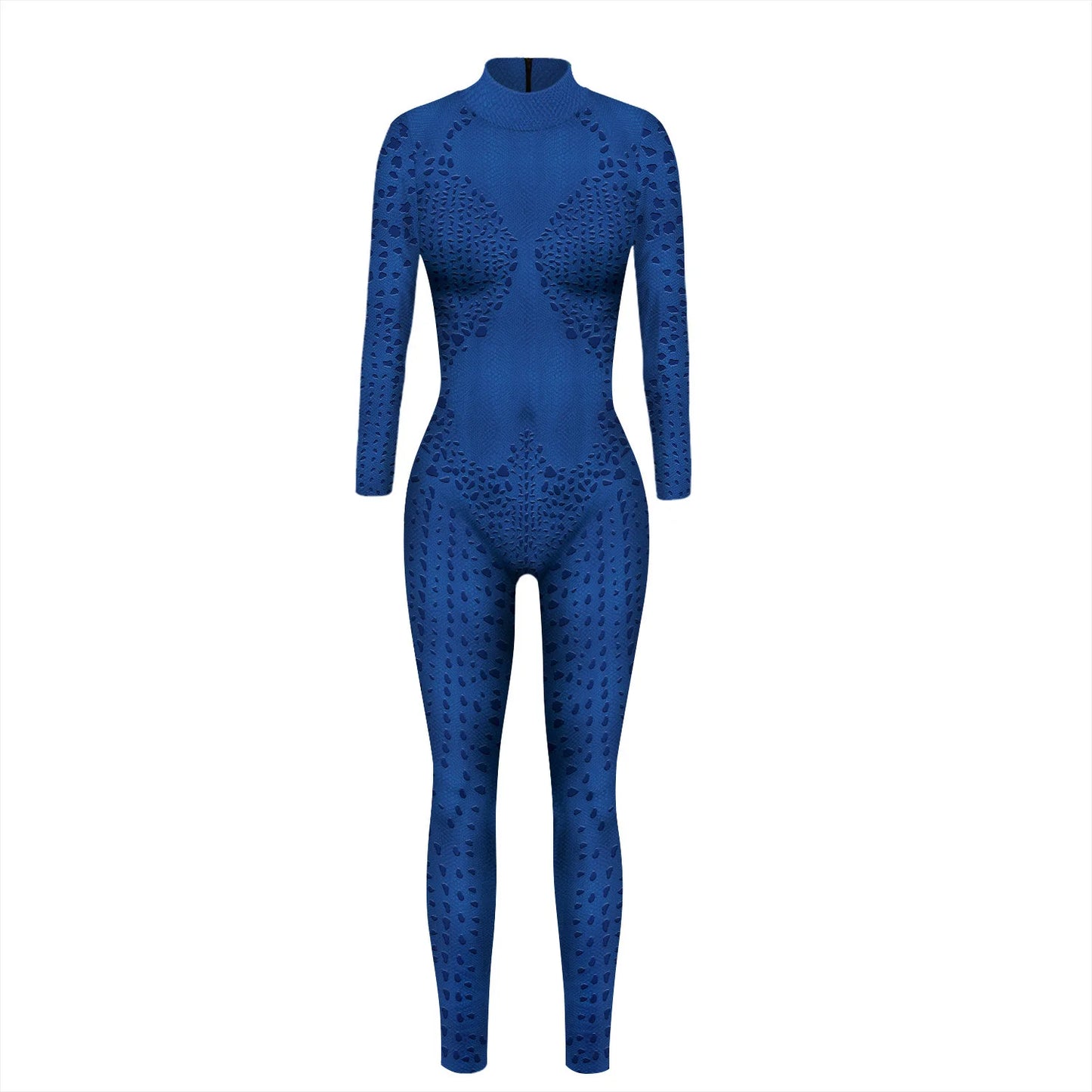 Mystique Raven Darkholme Cosplay Blue Jumpsuit Bodysuit Zentai Costume for Women Halloween Fancy Dress