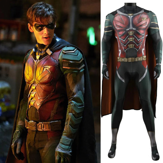 Superhero Robin Costume Cosplay Boys Spandex Zentai Suits Men Bodysuit Halloween Costume for Adult Superhero