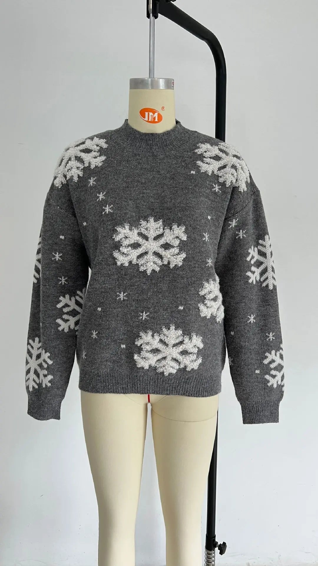 Sweater Sweater Women's Snowflake Towel Embroidered Half High Collar Long Sleeve Women's Theme Christmas Sweater