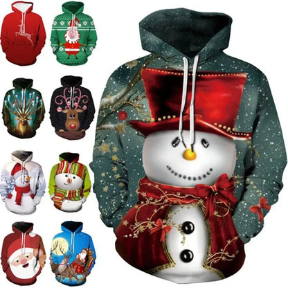 Sweatshirts Men Fashion Autumn And Winter Christmas Sweater 3D Print Oversized Hooded Unisex Man Woman Funny Harajuku Pullover