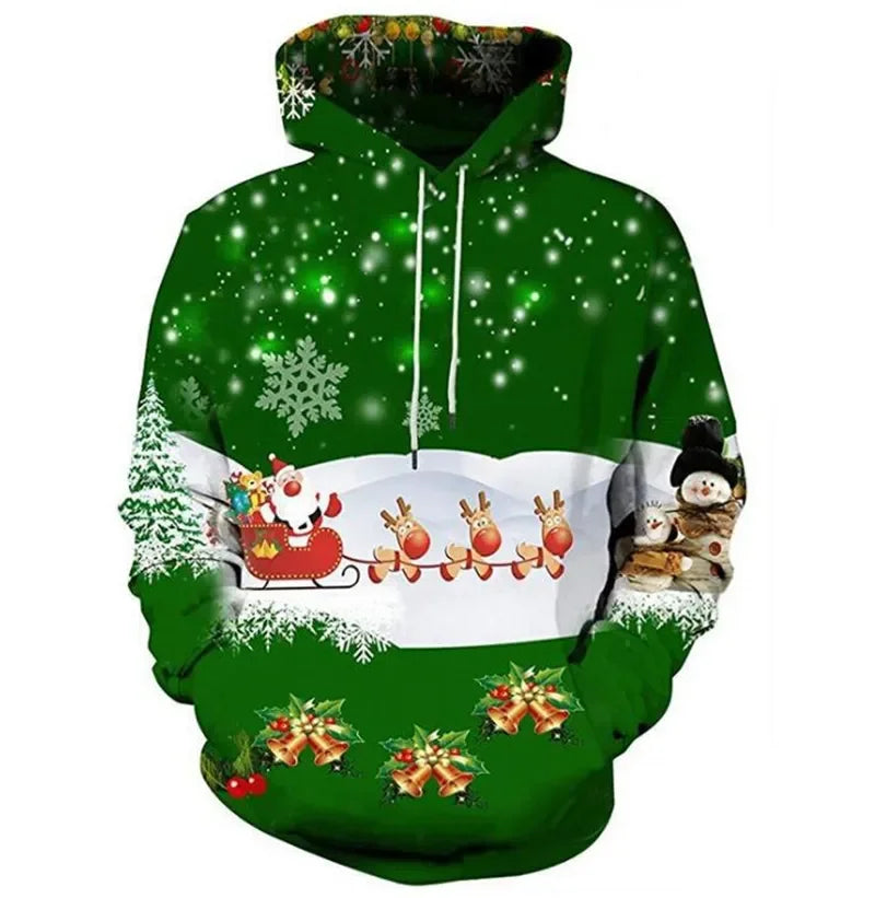 Sweatshirts Men Fashion Autumn And Winter Christmas Sweater 3D Print Oversized Hooded Unisex Man Woman Funny Harajuku Pullover