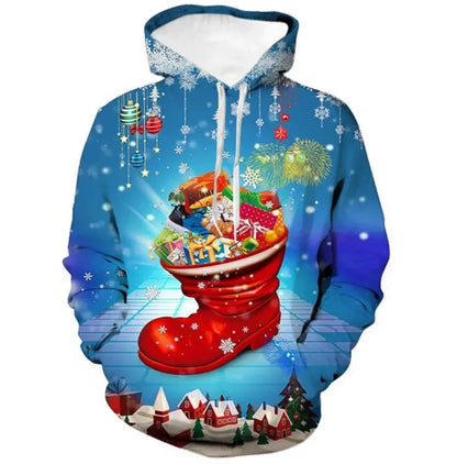 Sweatshirts Men Fashion Autumn And Winter Christmas Sweater 3D Print Oversized Hooded Unisex Man Woman Funny Harajuku Pullover