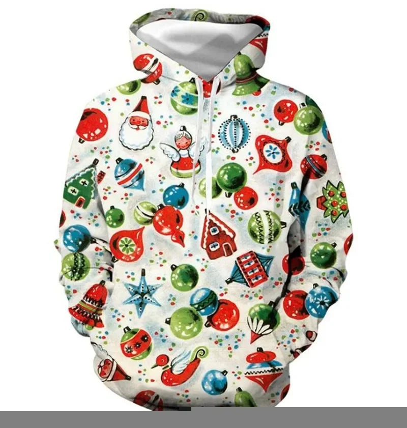 Sweatshirts Men Fashion Autumn And Winter Christmas Sweater 3D Print Oversized Hooded Unisex Man Woman Funny Harajuku Pullover