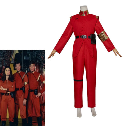 TV Series V Visitors Cosplay Costume Men's Red Military Uniform Suits 80s Classic Jacket Pants Halloween Theme Party Roleplay