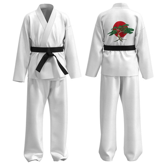 Taekwondo Uniform Pure White Karate Training Clothes Karate Kid Cosplay Tops Pants Set