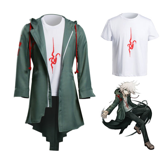 Takerlama Super Danganronpa 2 Nagito Komaeda Cosplay Jacket T-shirt Sets Halloween Costumes for Women Men Adult Anime Clothes