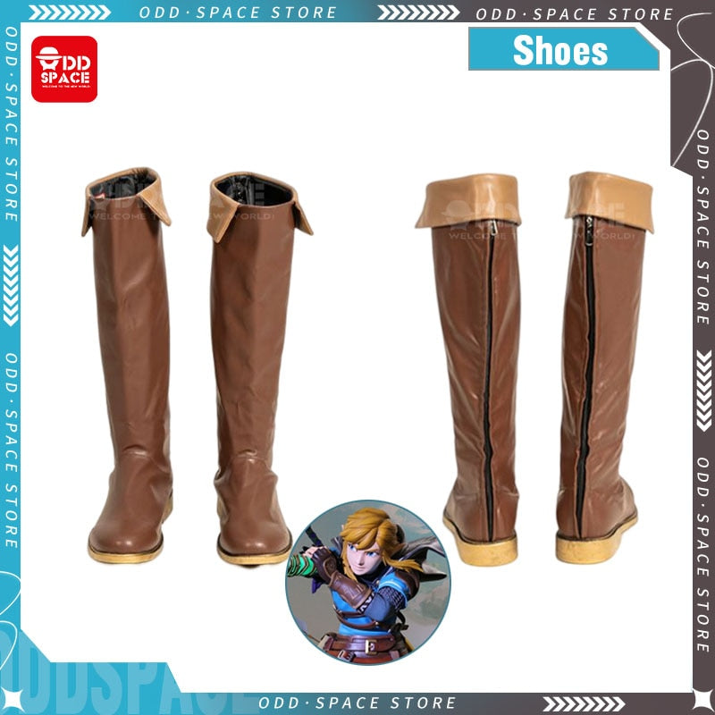 Tears of The Kingdom Cosplay Costume  Game Tears of The Kingdom Link Cosplay Costume Suit Brown Boots Man Cosplay Sheos Gifts