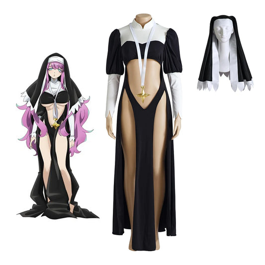 Tengeiji Holy Cosplay Costume Anime Magical Girls Sister Gigant Role Play Dress with Hat Female Halloween Carnival Party Dress