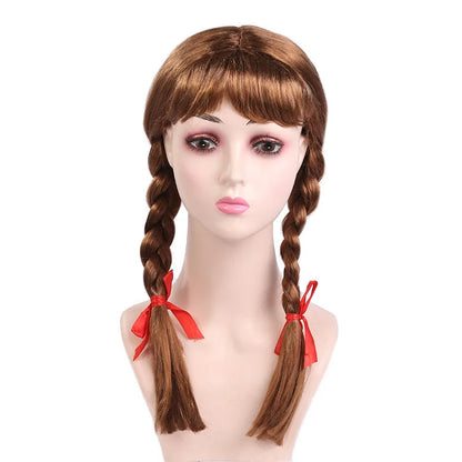 Terrifying Bride's Chachi Annabelle Cosplay Costume Wig Summoning Doll Mask Woman Girl Evil Halloween Horror Costume