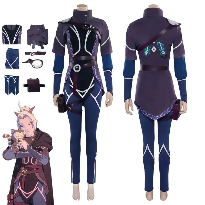 The Dragon Prince Rayla Cosplay Fantasia Costume Disguise Adult Women Uniform Top Pants Fantasy Outfits Halloween Carnival Suit