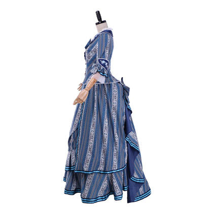 The Phantom of the Opera Christine Daae Cosplay Costume Blue  Wishing  Victorian Bustle Dress Gown