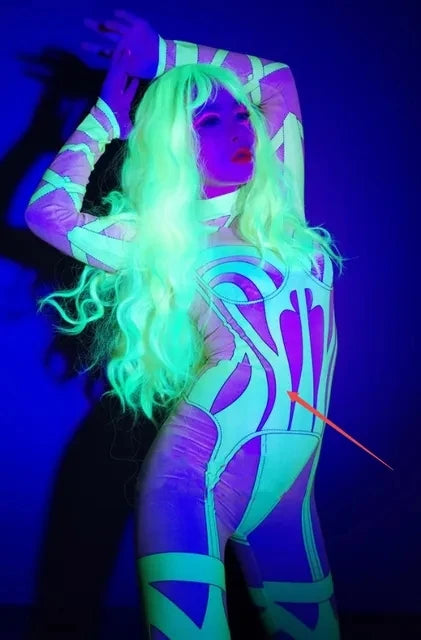 The Costume Girl GOGO Fluorescent Green Jumpsuit Party Bar Nightclub Performance Halloween  Dancer Show Outfit