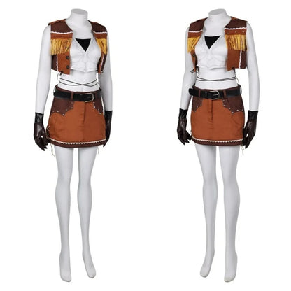 Tifa Cowgirl Cosplay Costume Final Fantasy 7 Female Cowboy Vest Skirt Outfit Dress