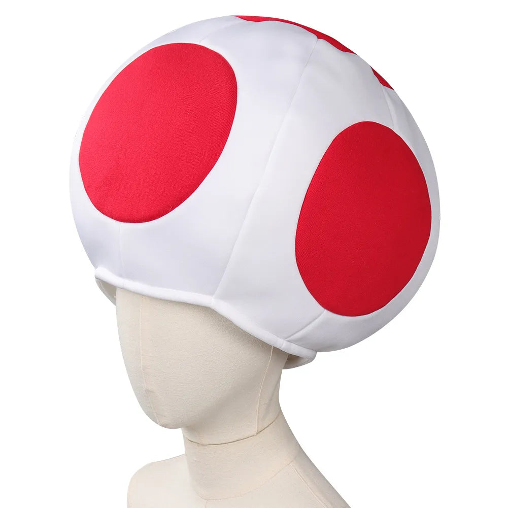 Toad Cosplay Hat Anime Game Kids Boys Roleplay Red Dot Mushroom Head Cap Costume Accessories Fancy Dress Halloween Party Gift