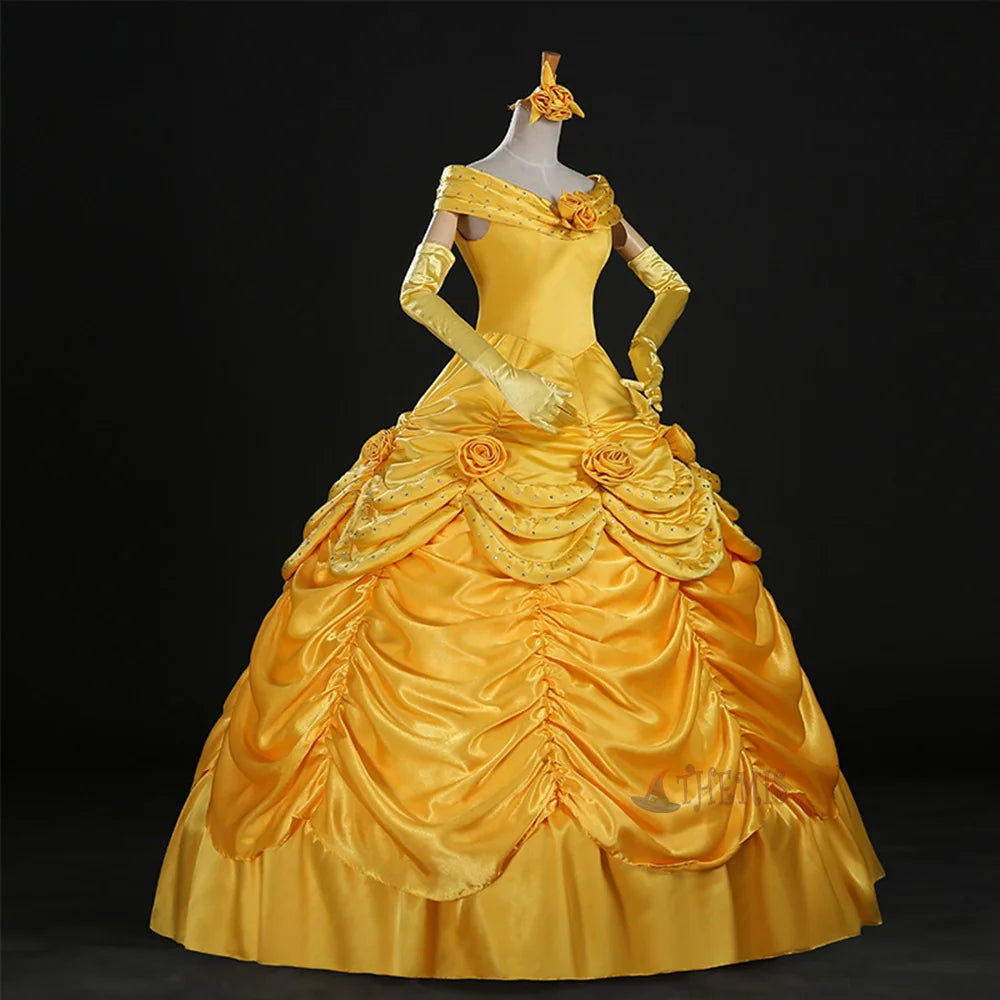 Belle Princess Cosplay Costume for Adults Women Girls Christmas Halloween Party Dress Costume Custom Made