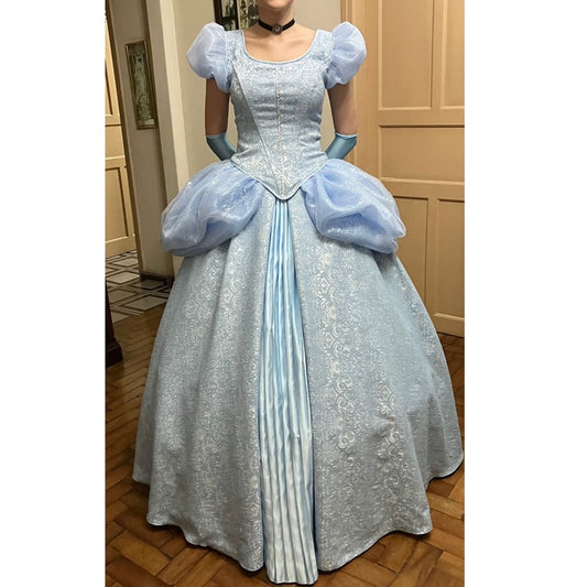 Cinderella Cosplay Costume Princess Dress With Butterfly Lace Up Corset Wedding Evening Halloween Party Clothing