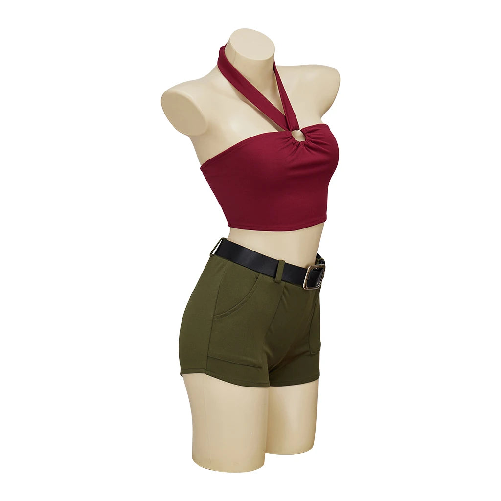 Total Drama Island Anime Heather Cosplay Costume Women Sexy Halter Neck Tube Top Shorts Uniform Halloween Carnival Party Suit