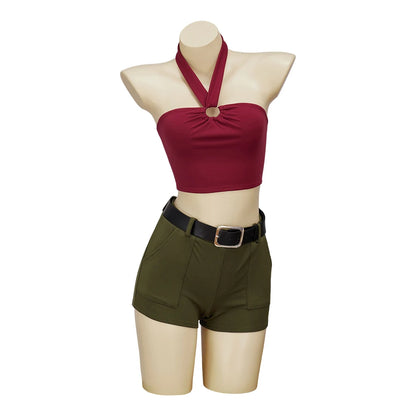 Total Drama Island Anime Heather Cosplay Costume Women Sexy Halter Neck Tube Top Shorts Uniform Halloween Carnival Party Suit