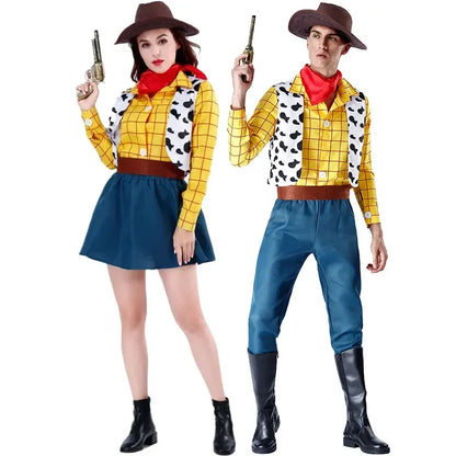 Toy Story Cosplay Costume Adult Sheriff Cowboy Outfit Couple Halloween Game Story Woody Sets Cowboy Christmas Costume Full Set