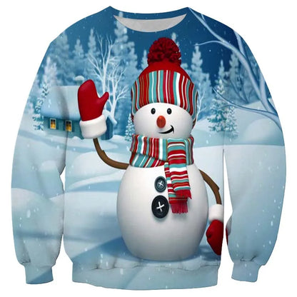 Christmas Sweater Women/men Chest Hair Funny Loose Pullover 3D Kawaii Cartoon Cosplay Winter Tops Clothing Jersey