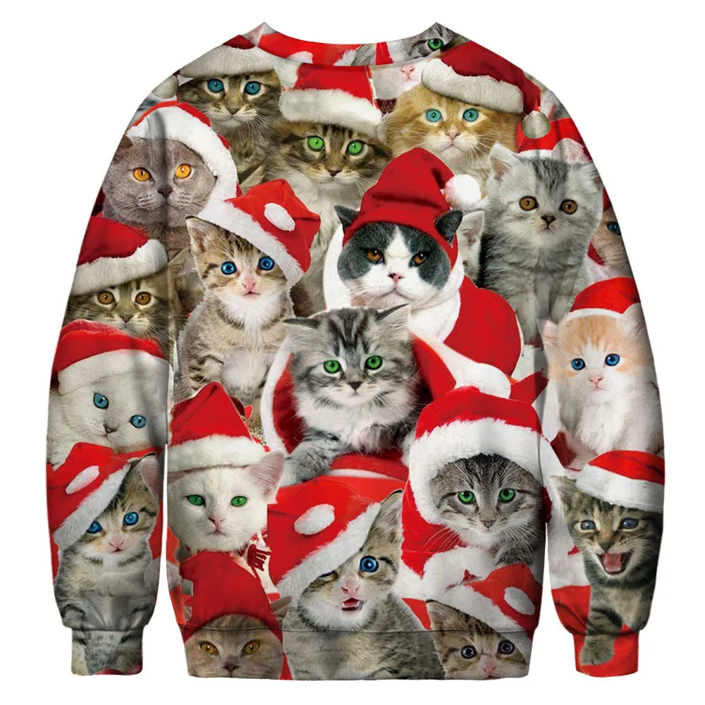 Christmas Sweater Women/men Chest Hair Funny Loose Pullover 3D Kawaii Cartoon Cosplay Winter Tops Clothing Jersey