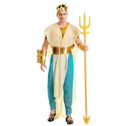 Women Sea Siren Mermaid Queen Costume Men's Poseidon Costumes Fantasia Halloween Purim Carnival Mardi Gras Dress up