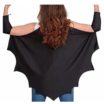 Unisex Halloween Black Bat Wing Cape Cloak Costume With Patch for Child Boys Girls Vampire Dress Up Accessories