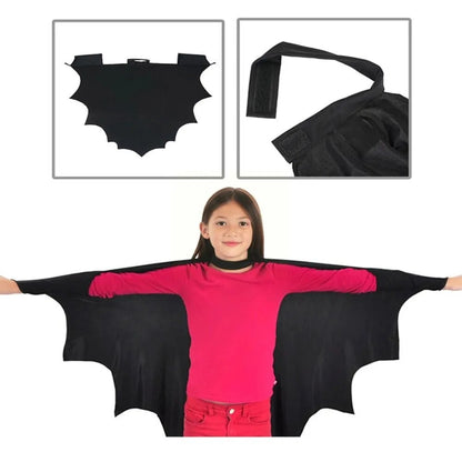 Unisex Halloween Black Bat Wing Cape Cloak Costume With Patch for Child Boys Girls Vampire Dress Up Accessories