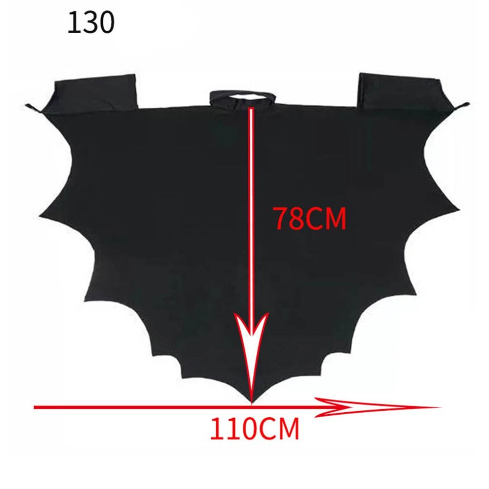Unisex Halloween Black Bat Wing Cape Cloak Costume With Patch for Kids Boys Girls Vampire Dress Up Accessories Cosplay Costume
